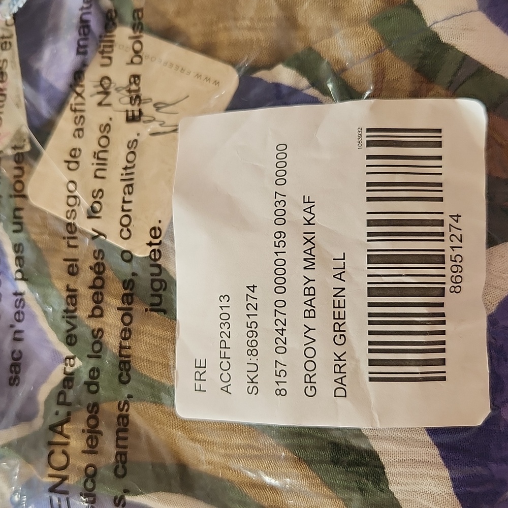 New Free People Groovy Baby Maxi Kaftan Peacock Olive Lavender Dress One Size - Picture 10 of 10